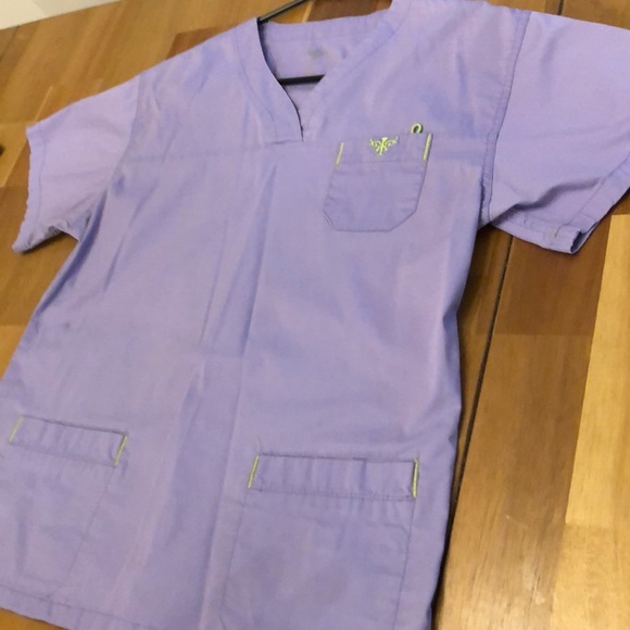 Med Couture EX Flex scrub top lavender lime small - Picture 1 of 5